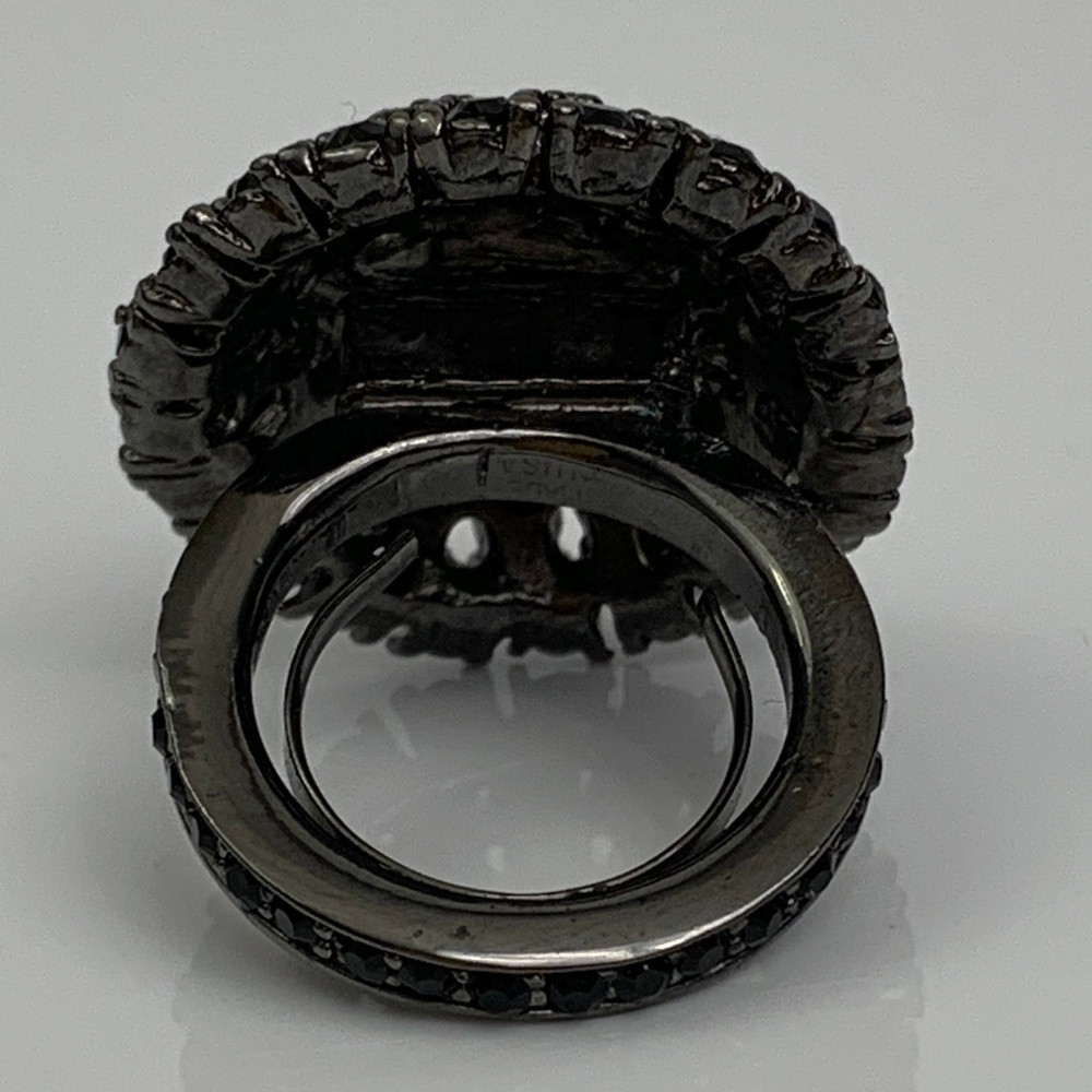Oscar de la Renta Signed Black Dome Ring Sz 6-7.5 - Picture 7 of 8